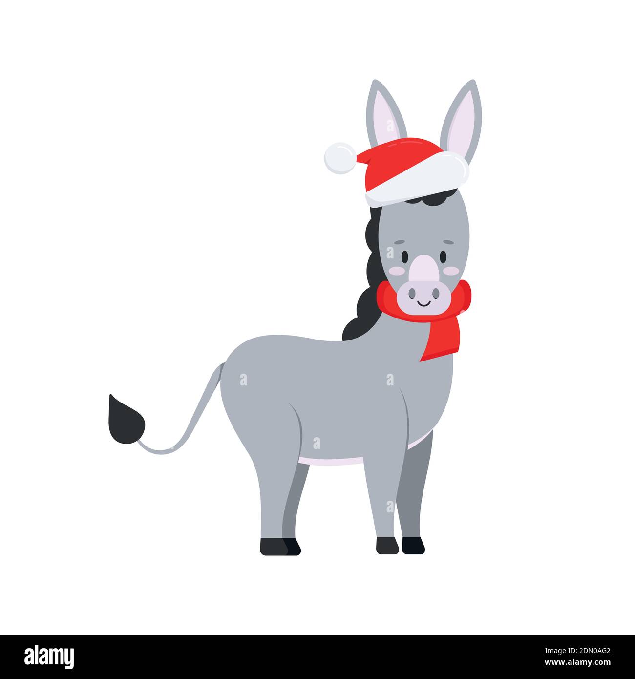 Cute christmas donkey vector icon isolated on white background Stock