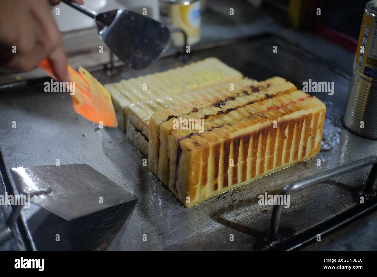 Roti Bakar Bandung A Sweet Bread Snack With A Variety Of Jams Peanuts Chocolate And Cheese Stock Photo Alamy
