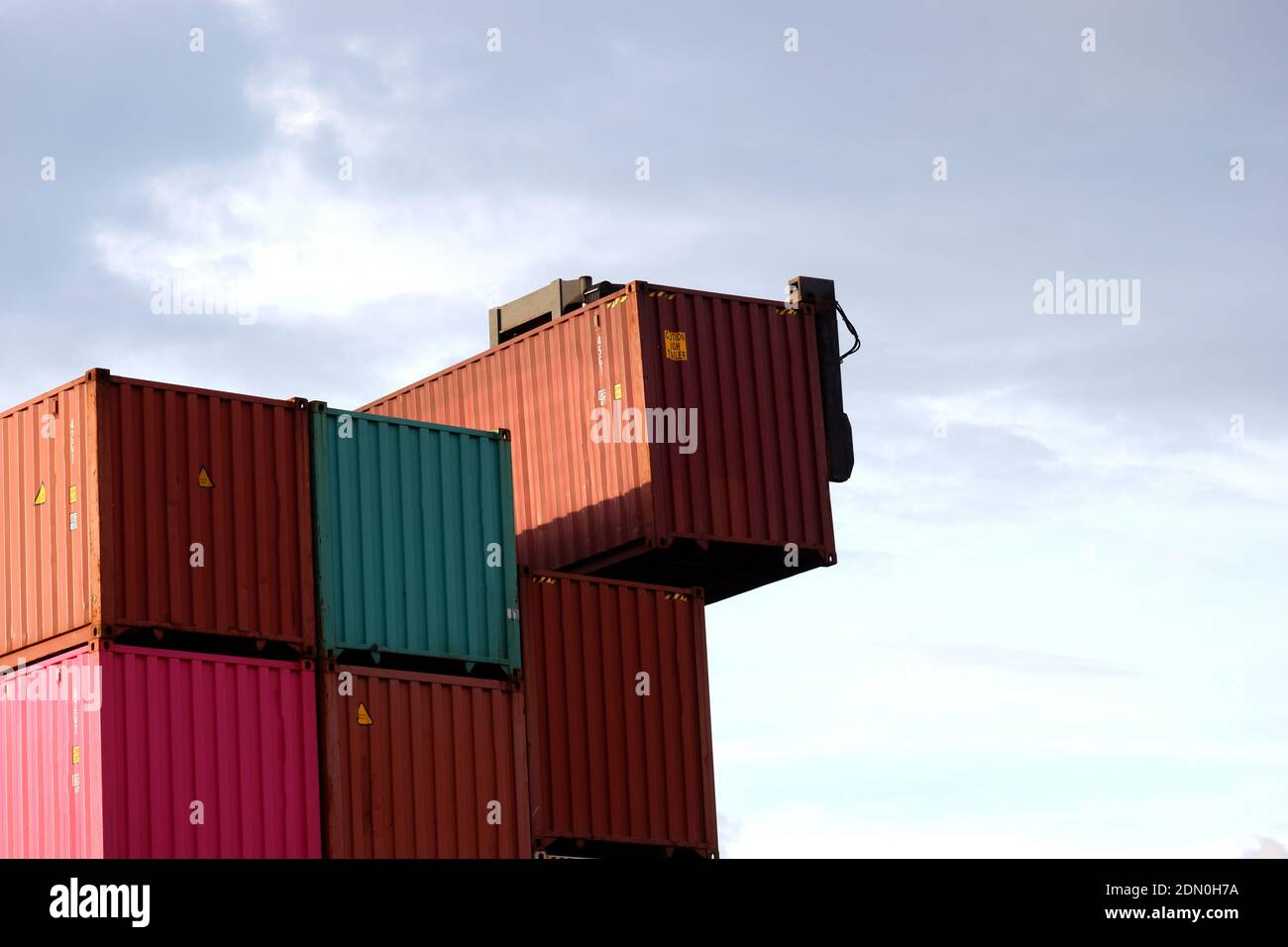 Top view container, container for sea shipping in warehouse Stock Photo