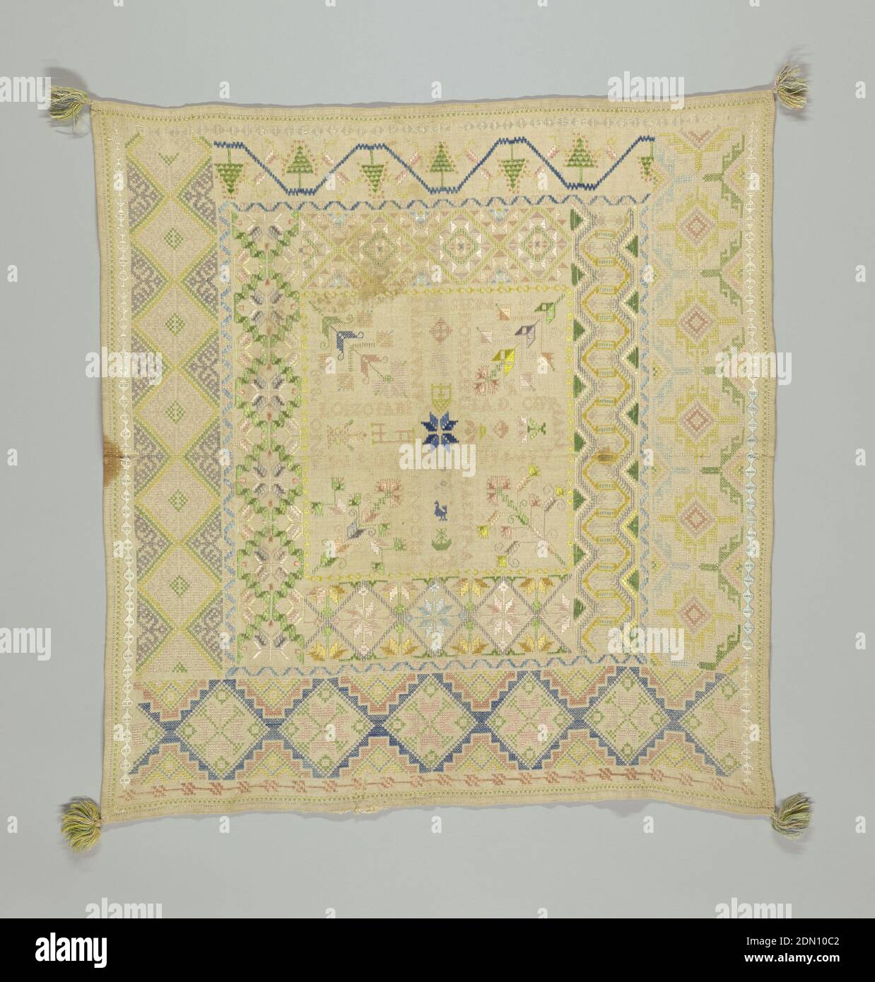 Embroidered with silk in back satin and stem stitches hires stock