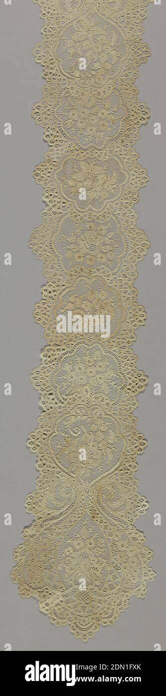 Accessory, Medium: linen Technique: needle lace with ground of loop & twist with loop & twist return, Belgium, 1850–1900, lace, Accessory Stock Photo