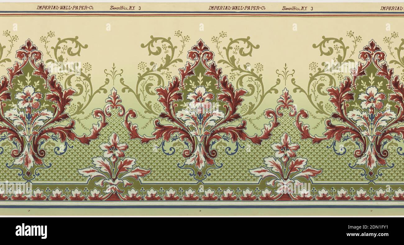Frieze Imperial Wallcoverings Inc Machine Printed Paper Liquid Mica Floral Bouquet Set Within A Foliate Medallion
