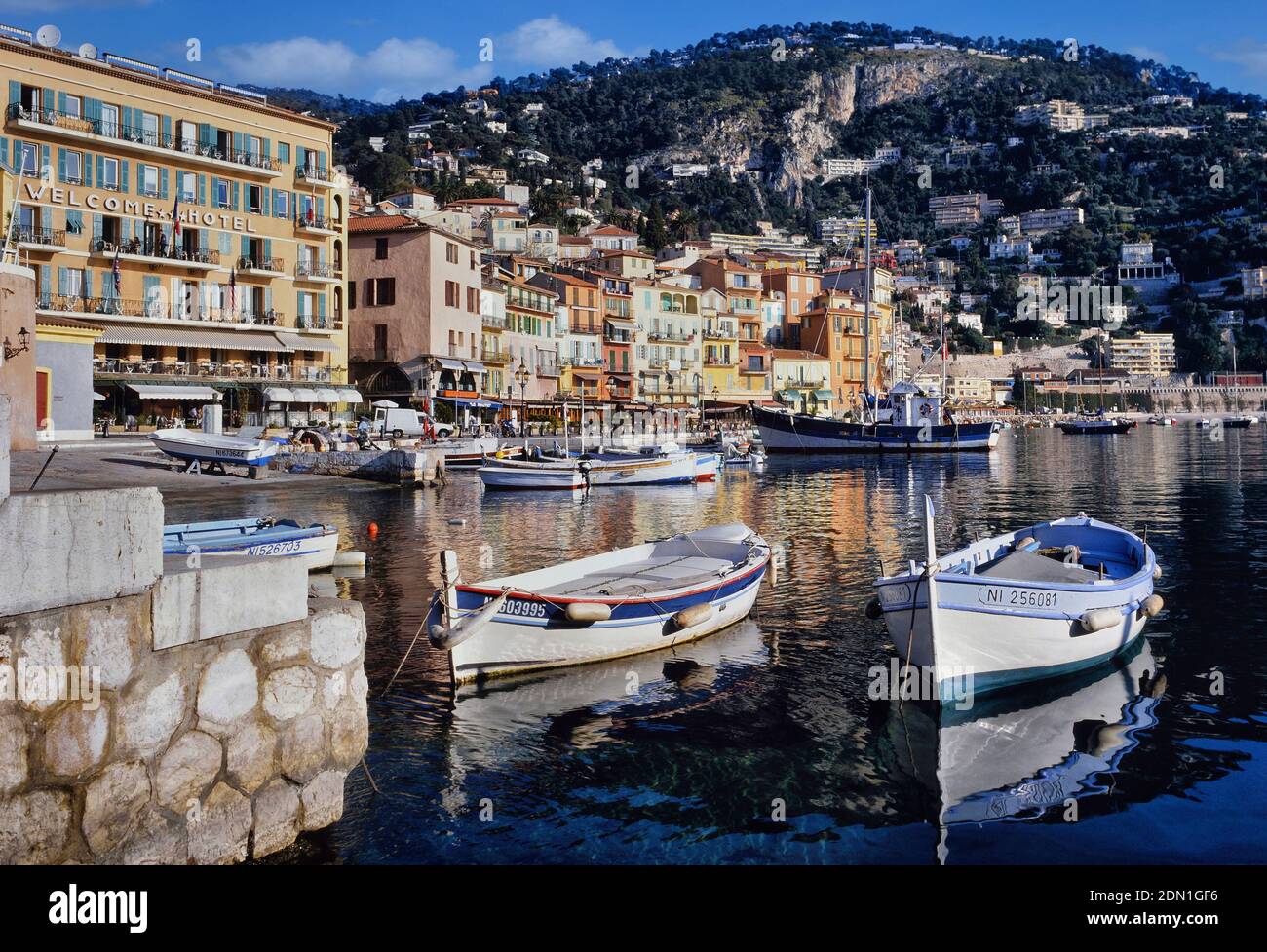 The waterfront of Villefranche-sur-Mer, Provence-Alpes-Côte dAzur region, South of France Stock Photo