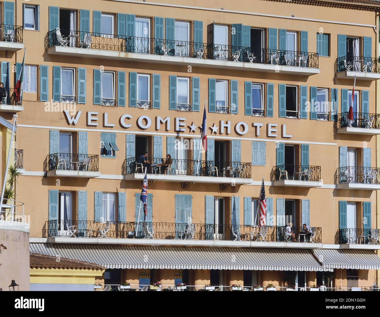 The Welcome Hotel, Villefranche-sur-Mer, Provence-Alpes-Côte dAzur region, South of France Stock Photo