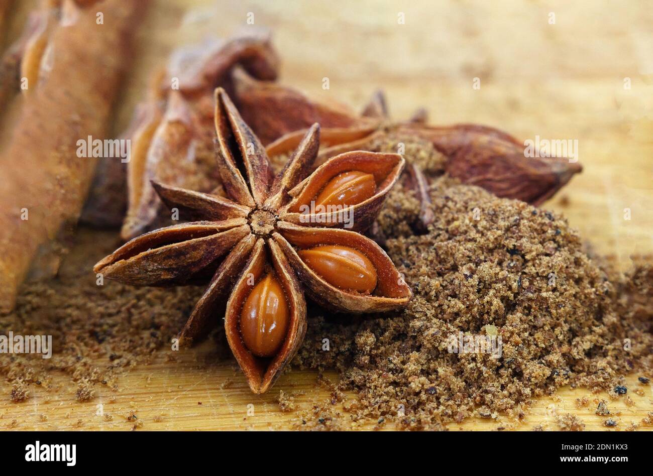 Anise star seeds. Aromatic ingredient in culinary, raw for alcohol