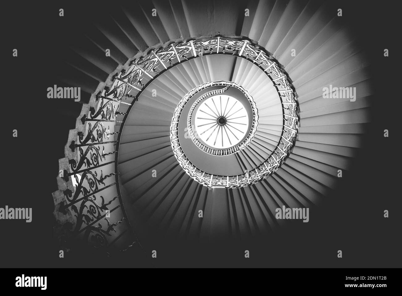 Directly Below Shot Of Spiral Staircase In Building Stock Photo Alamy