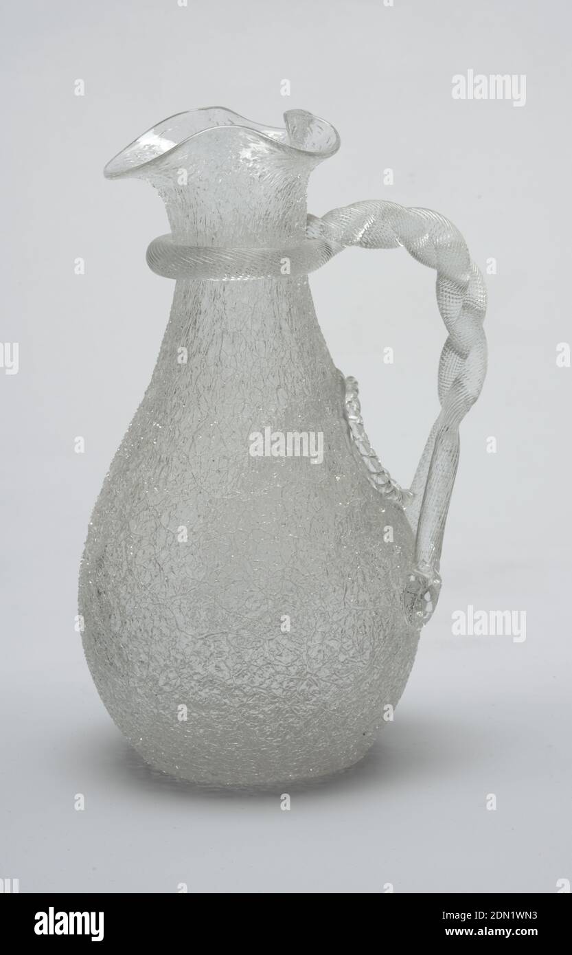 https://c8.alamy.com/comp/2DN1WN3/pitcher-boston-and-sandwich-glass-company-sandwich-massachusetts-usa-active-18241888-blown-and-applied-glass-of-clear-ice-or-overshot-glass-the-rough-surfaced-ovoid-body-tapering-to-slender-neck-flaring-to-mouth-pinched-to-form-wide-spout-handle-formed-of-spiral-textured-rod-looped-around-neck-twisted-and-attached-to-body-below-oval-opening-of-indented-well-for-ice-or-other-cooling-agent-ca-187585-glasswares-decorative-arts-pitcher-2DN1WN3.jpg
