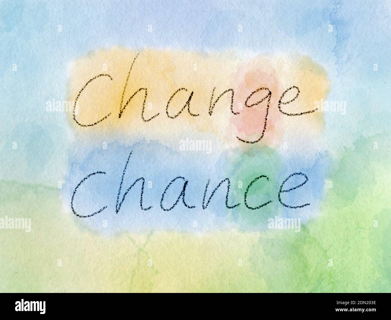 change chance concept pencil watercolor texture Stock Photo