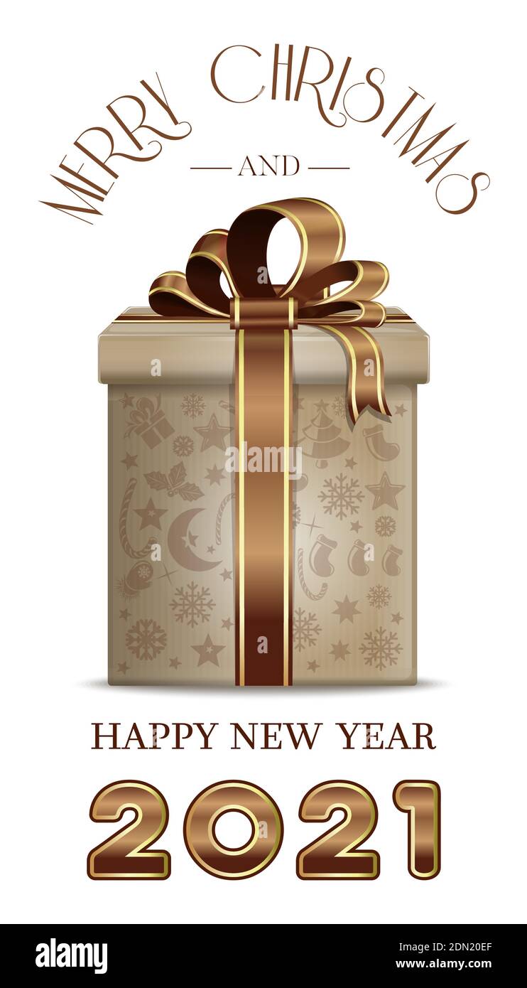 Christmas box with gifts and greeting lettering Stock Vector Image