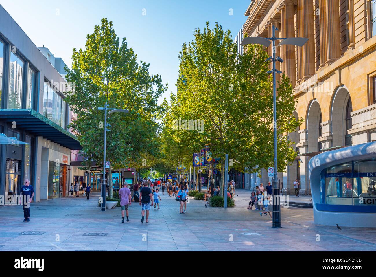 PERTH, AUSTRALIA, JANUARY 18, 2020: View of a shopping street in Perth, Australia Stock Photo