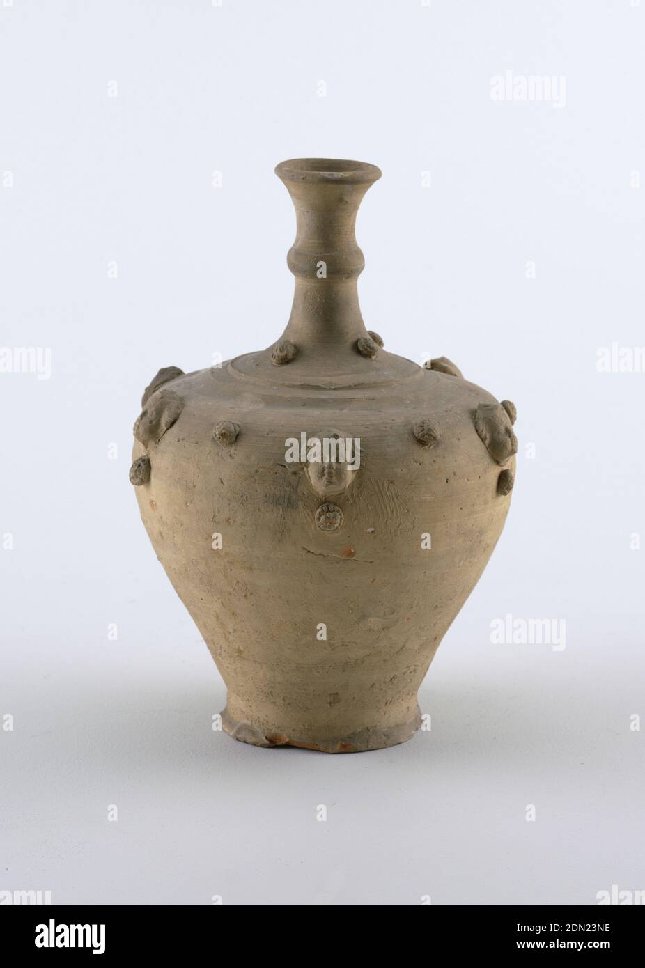 Water jug, Terracotta, Tall neck with angel head applications around the body., Puerto Rico, 19th century, ceramics, Decorative Arts, Water jug Stock Photo