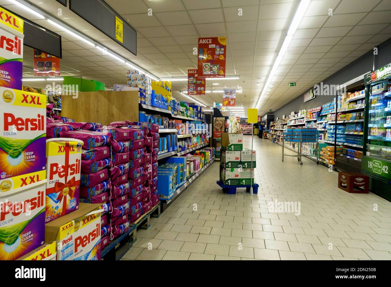 Supermarket interior nobody Stock Photo
