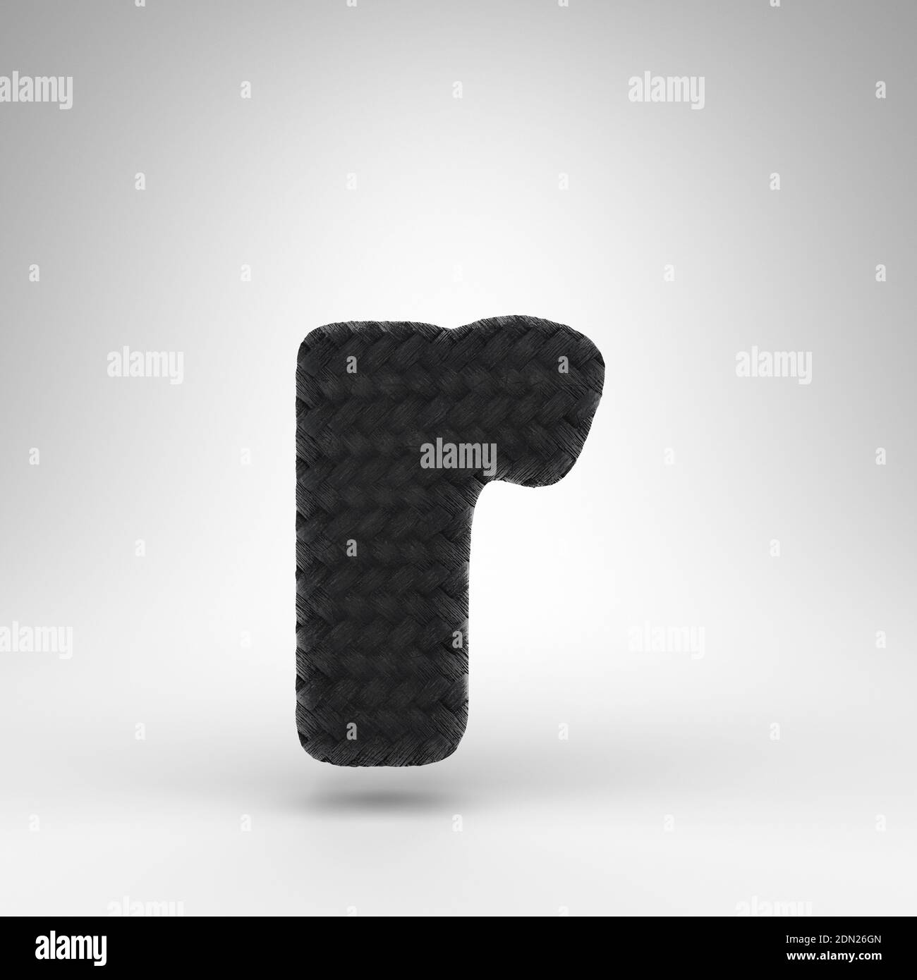Letter R lowercase on white background. Black carbon fiber 3D rendered ...