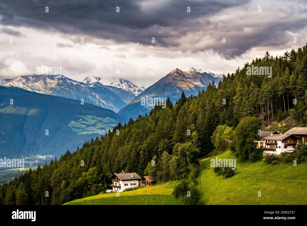houses in the mountains of south tirol Stock Photo