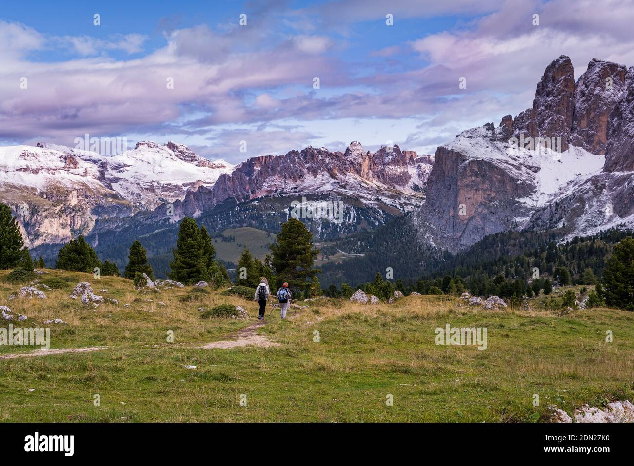 people hiking in the mountains of the dolomites Stock Photo - Alamy