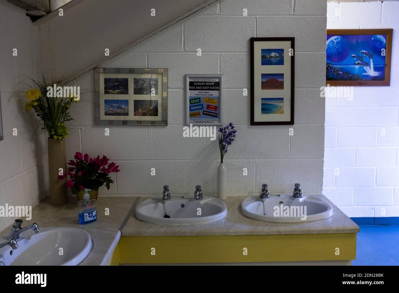 An interior view of the gents toilets at the ground before Marine play Hyde United in an FA Trophy first round tie at the Marine Travel Arena, formerly known as Rossett Park, in Crosby. Due to coronavirus regulations which had suspended league games, the Merseysiders’ only fixtures were in cup competitions, including their forthcoming tie against Tottenham Hotspur in the FA Cup third round. Marine won the game by 1-0, watched by a permitted capacity of 400, with the visitors having two men sent off in the second half. Stock Photo