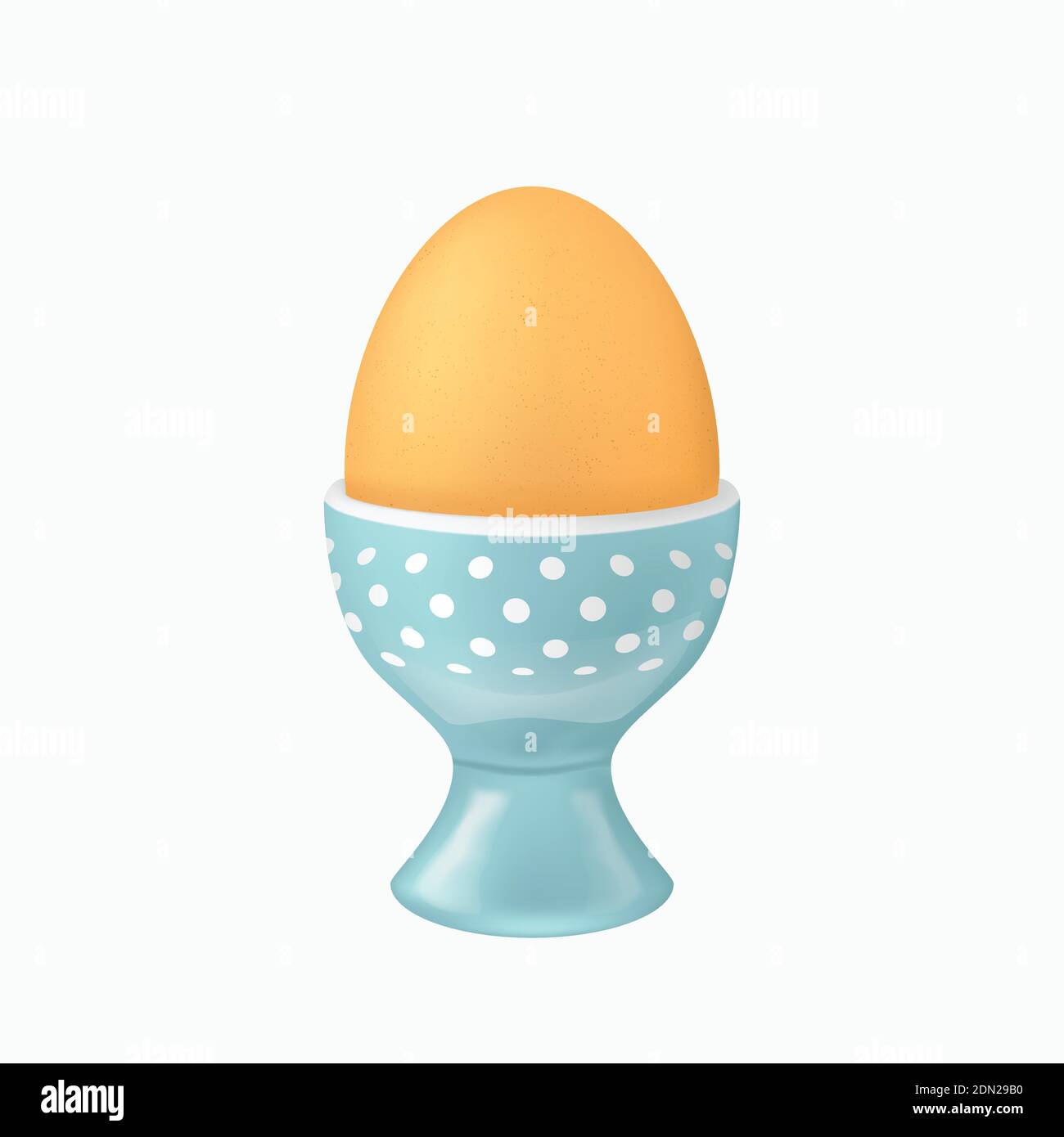 brown egg in blue eggcup on white Stock Vector