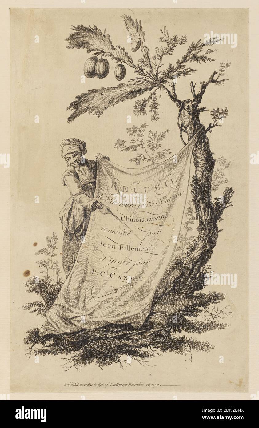 Title Page, 'Recueil de Plusieurs Jeux d'Enfants Chinois', Jean-Baptiste Pillement, French, 1728–1808, Pierre-Charles Canot, French, 1710 - 1777, Etching on paper, France, 1759, Print Stock Photo