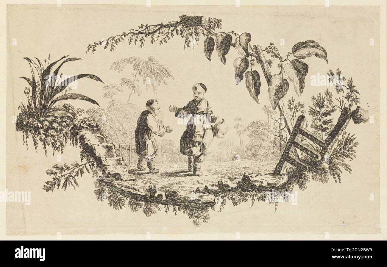 Plate, from 'Recueil de Plusieurs Jeux d'Enfants Chinois', Jean-Baptiste Pillement, French, 1728–1808, Etching on paper, France, 1728-1808, Print Stock Photo