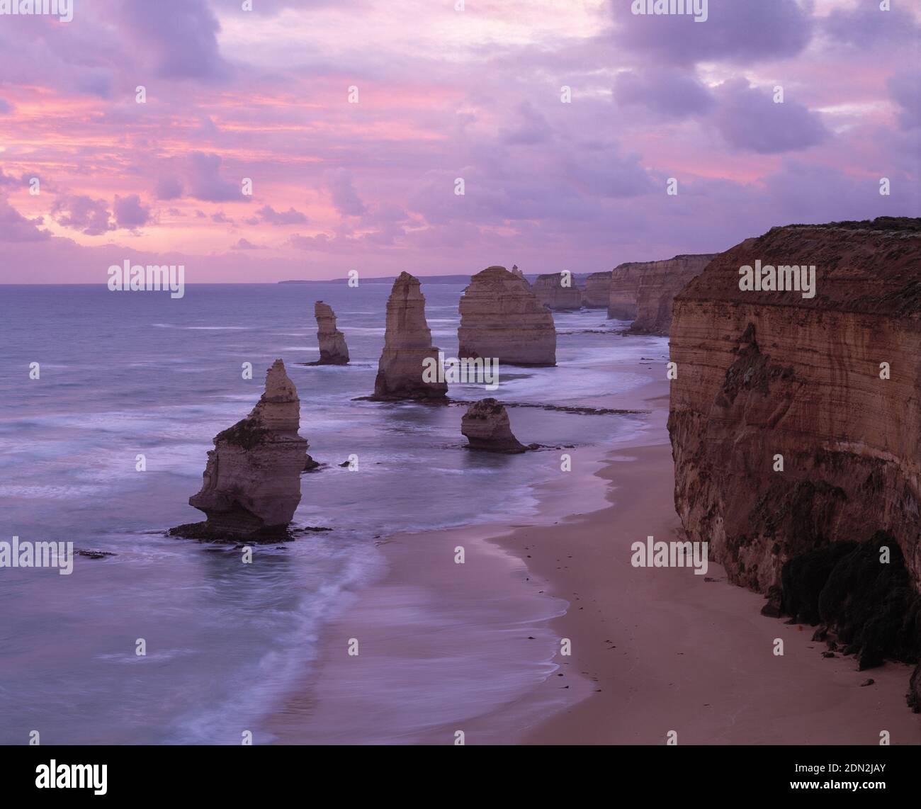 Australia. Victoria. Port Campbell National Park. Great Ocean Road coast. Cliffs and the 12 Apostles rock formations. Stock Photo