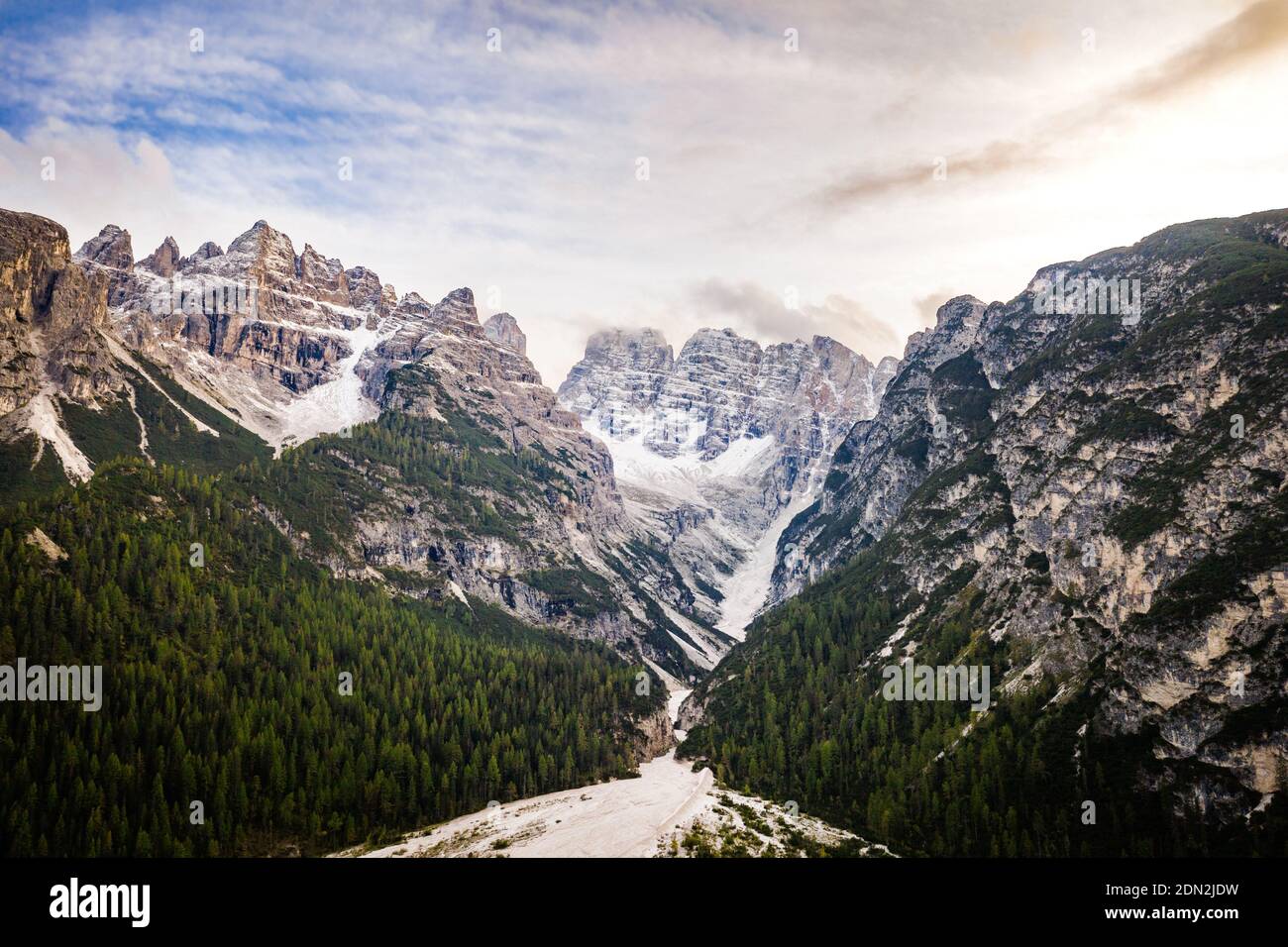 aerial view on snow covered mountains in the alps Stock Photo - Alamy