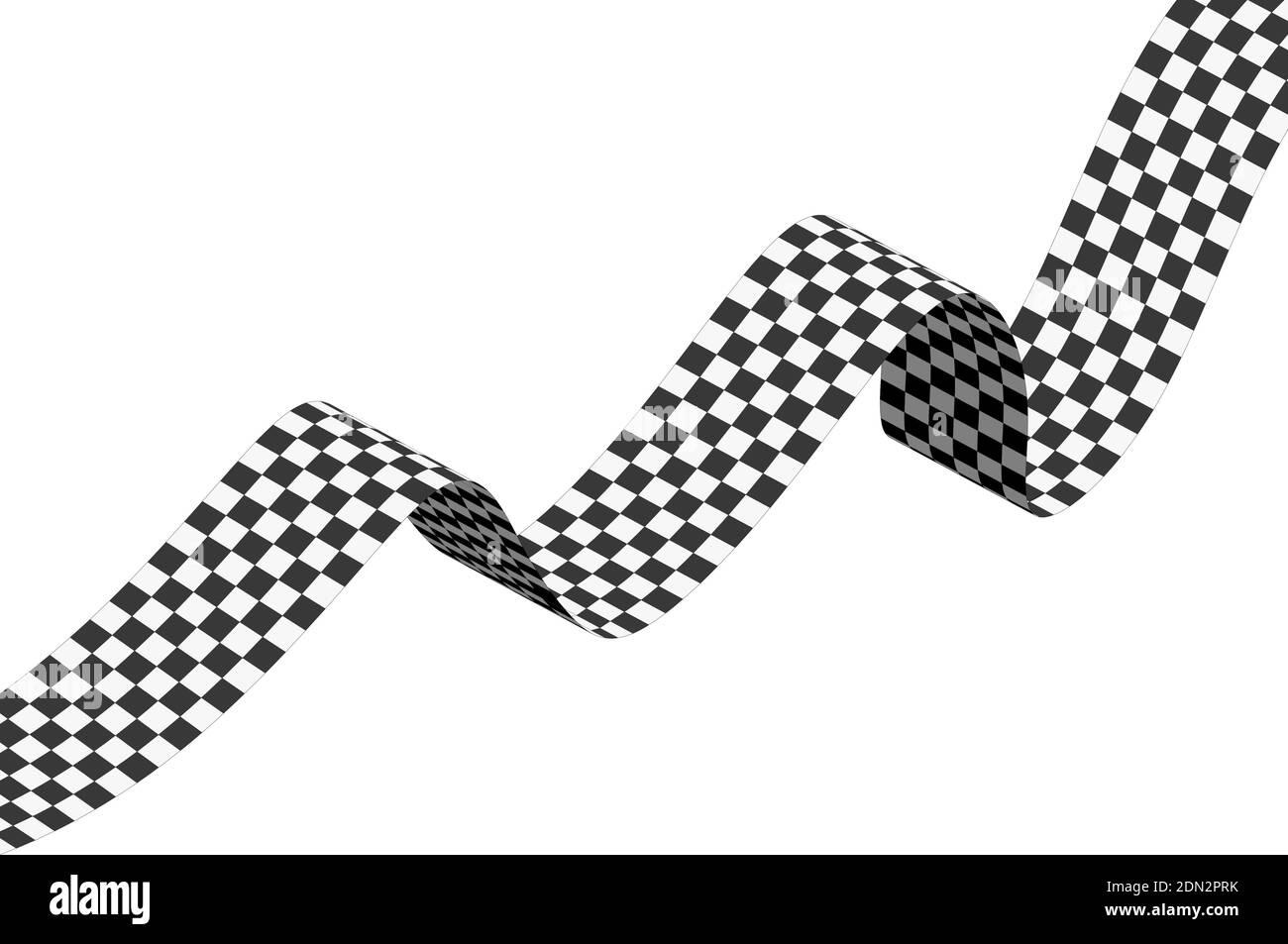 Checkered racing flag, ribbon. Vector illustration on white background Stock Vector