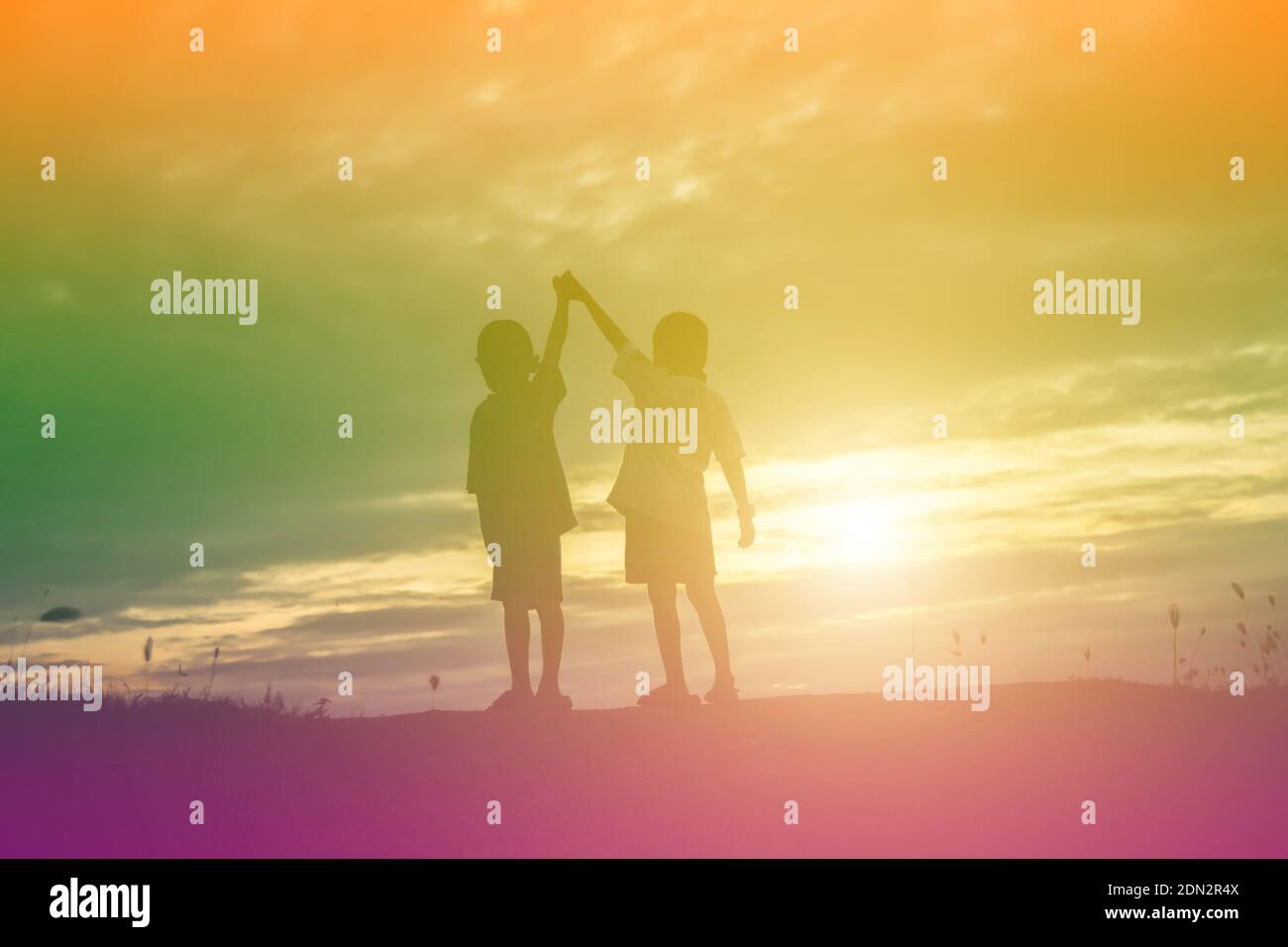 Page 3 Silhouette Two Girls Holding Hands High Resolution Stock Photography And Images Alamy
