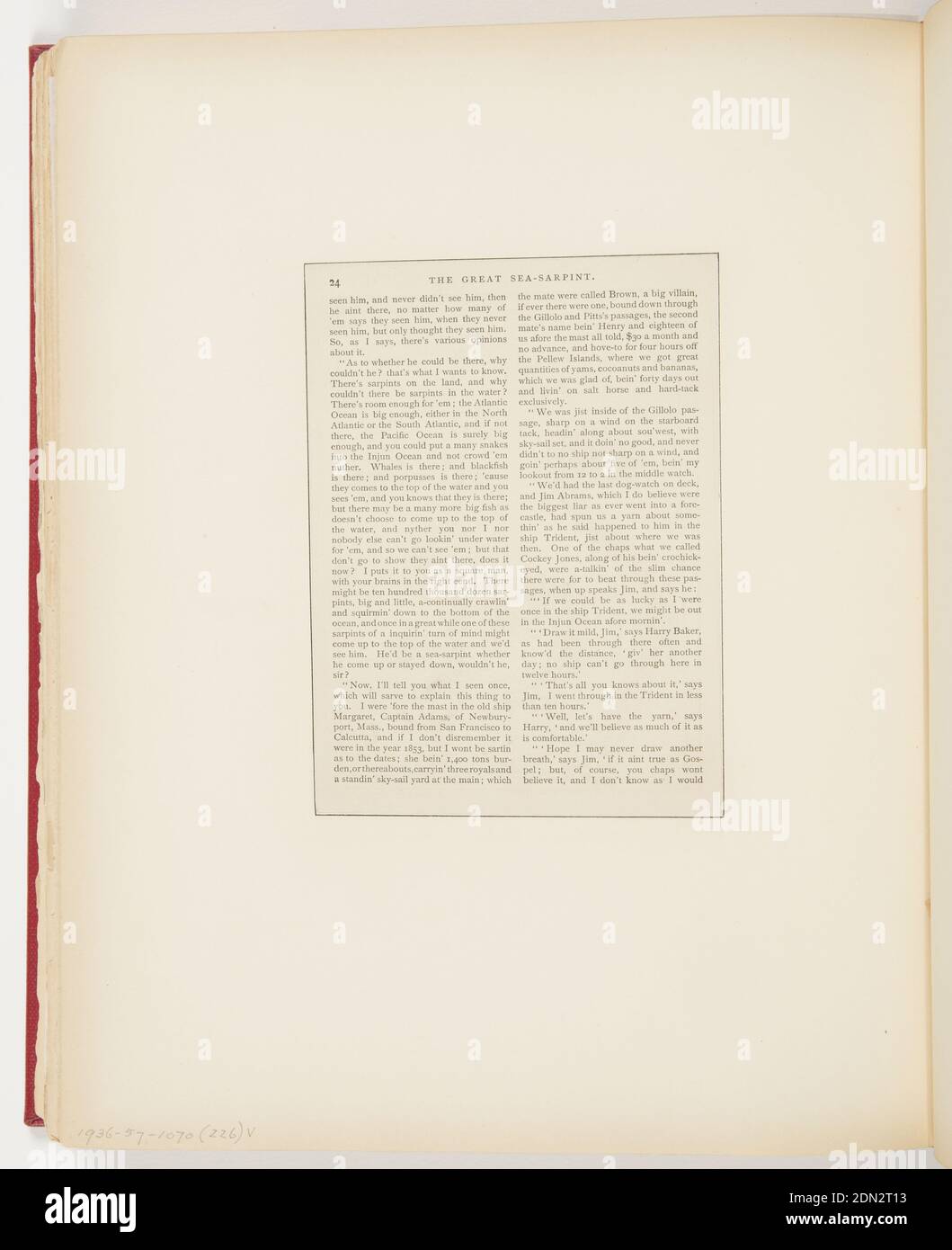 The Great Sea-Sarpint, Printed in black ink on paper, USA, 1878, albums (bound) & books, Ephemera, Ephemera Stock Photo