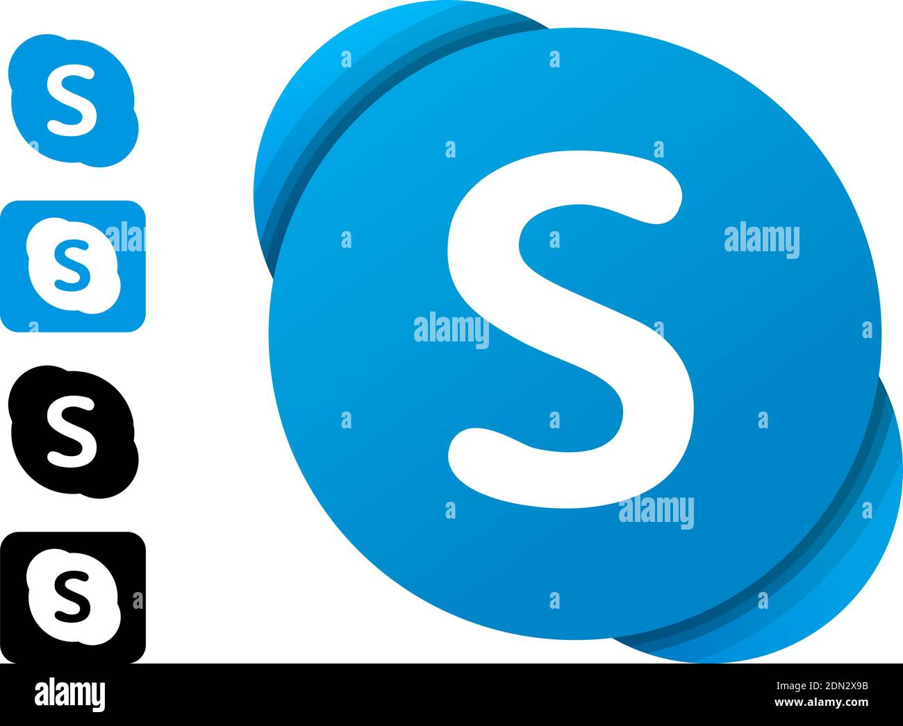 Skype editorial logo set. Vector illustration on white background Stock Vector