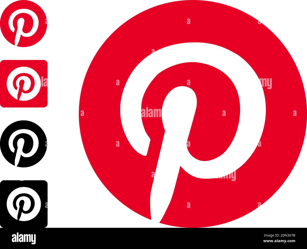 Pinterest editorial logo set. Vector illustration on white background Stock Vector