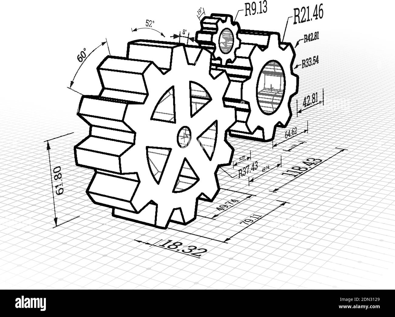 Cog blueprint background gear Black and White Stock Photos & Images - Alamy