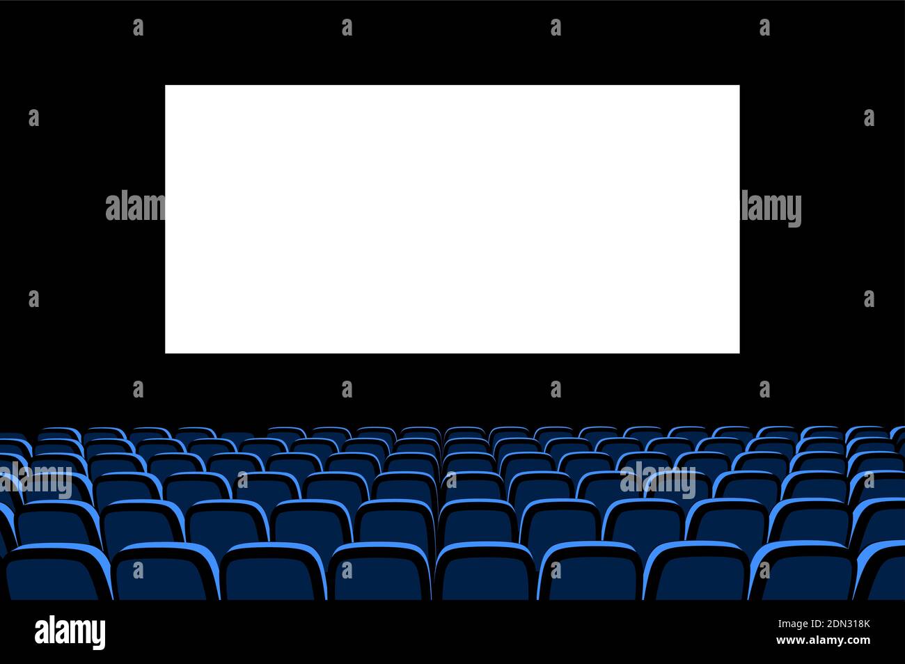 Hall for watching movies. Cinema. Concert hall. Vector 3d illustration on dark background Stock Vector