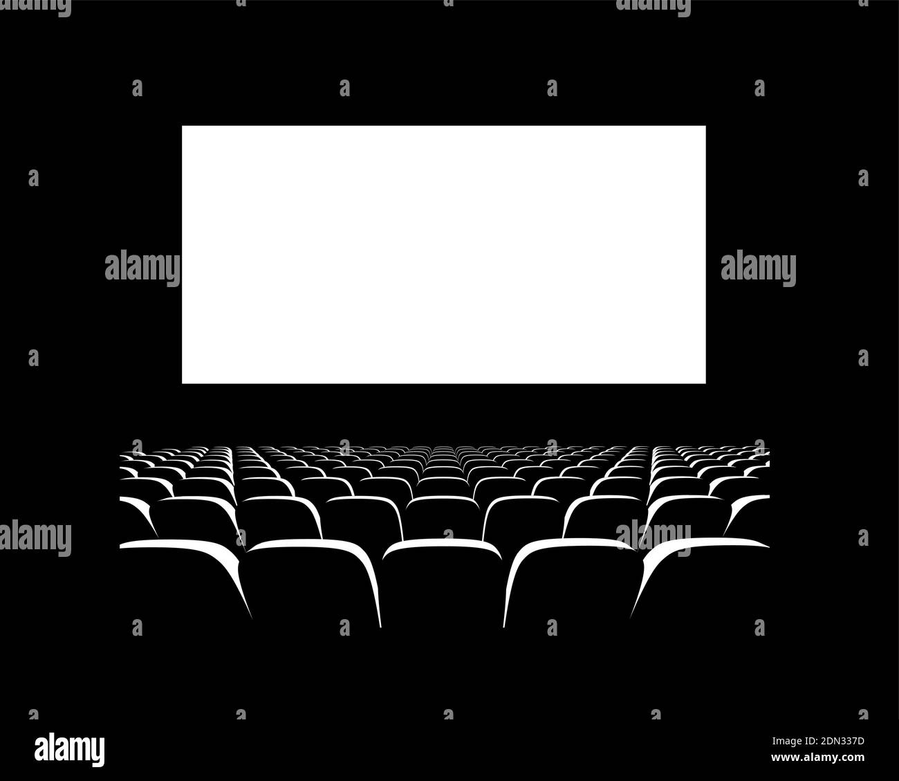 Hall for watching movies. Cinema. Concert hall. Vector 3d illustration on dark background Stock Vector