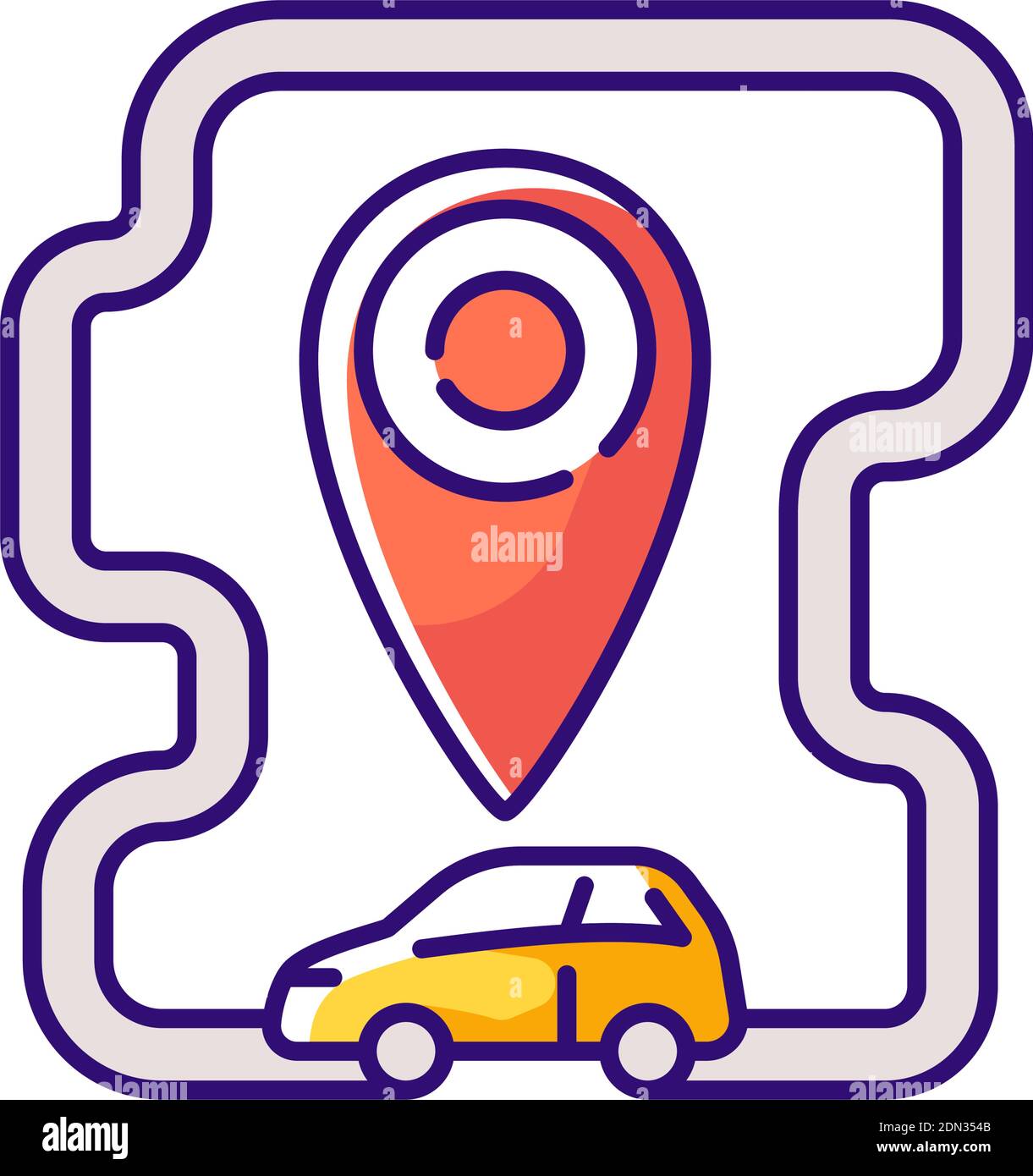 Roundtrip carsharing RGB color icon Stock Vector