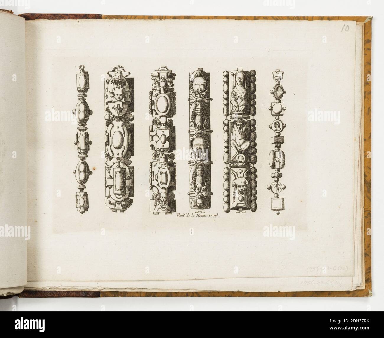 Plate 10, from Livre de bijouterie (Book of Designs for Goldsmiths and  Jewelers), Léonard Thiry, Flemish, 1550, Rosso Fiorentino, Italian,1494 -  1540, René Boyvin, French, 1525 - 1625, Paul de la Houve,