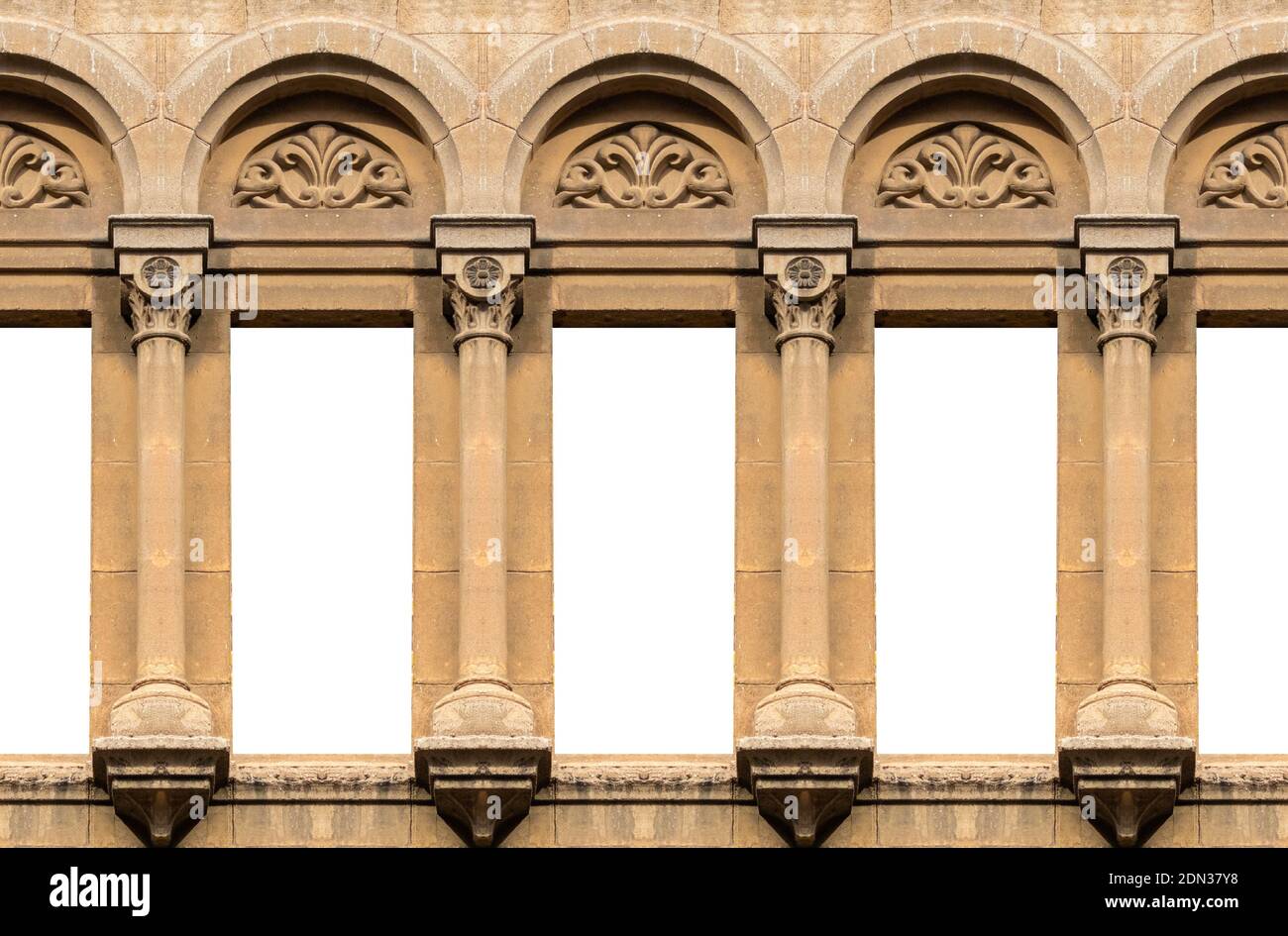 Elements of architecture of buildings, ancient arches, columns, windows ...