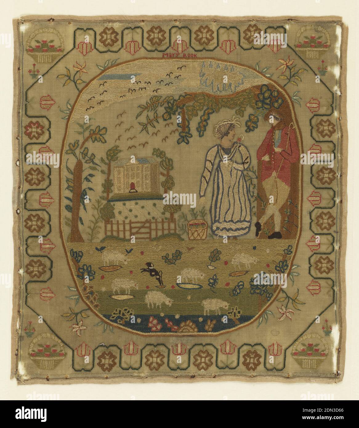 Sampler, Mary Rook, Medium: linen, silk, paper Technique: embroidery ...