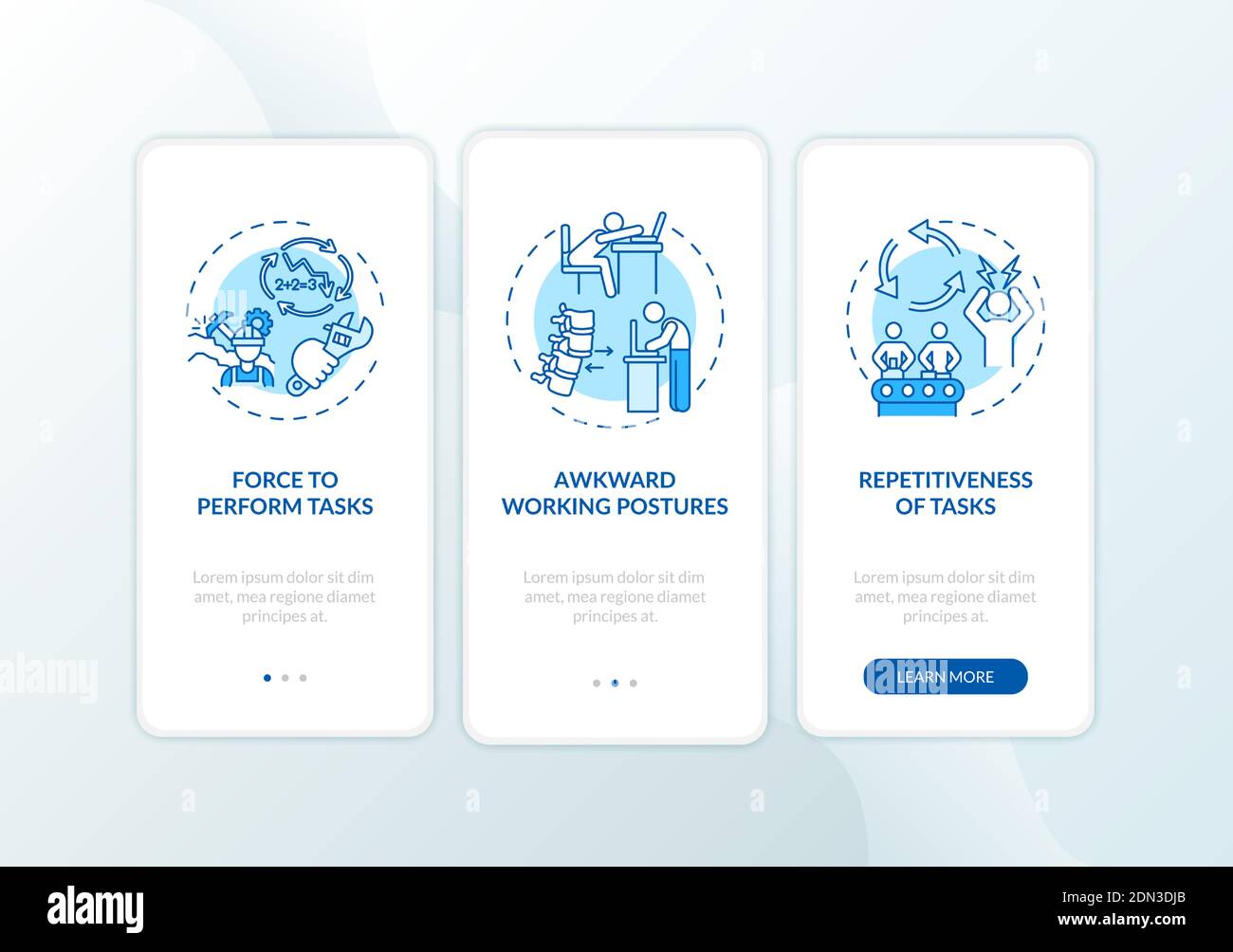Ergonomic stressors onboarding mobile app page screen with concepts Stock Vector Image & Art Alamy
