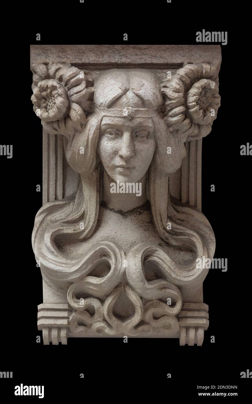 Gypsum sculptures and statues bust head. On the streets in Spain in