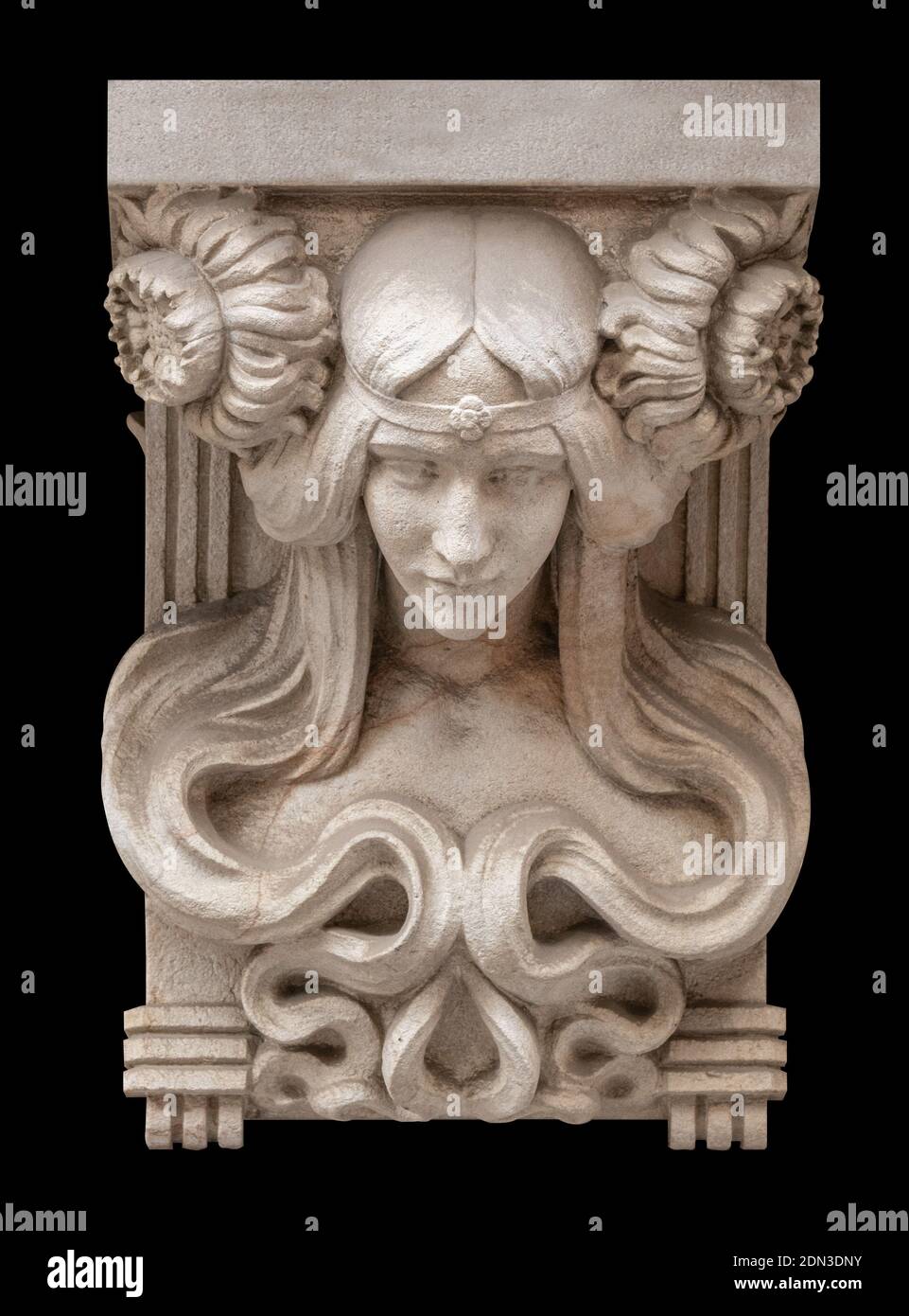 Gypsum sculptures and statues bust head. On the streets in Spain in