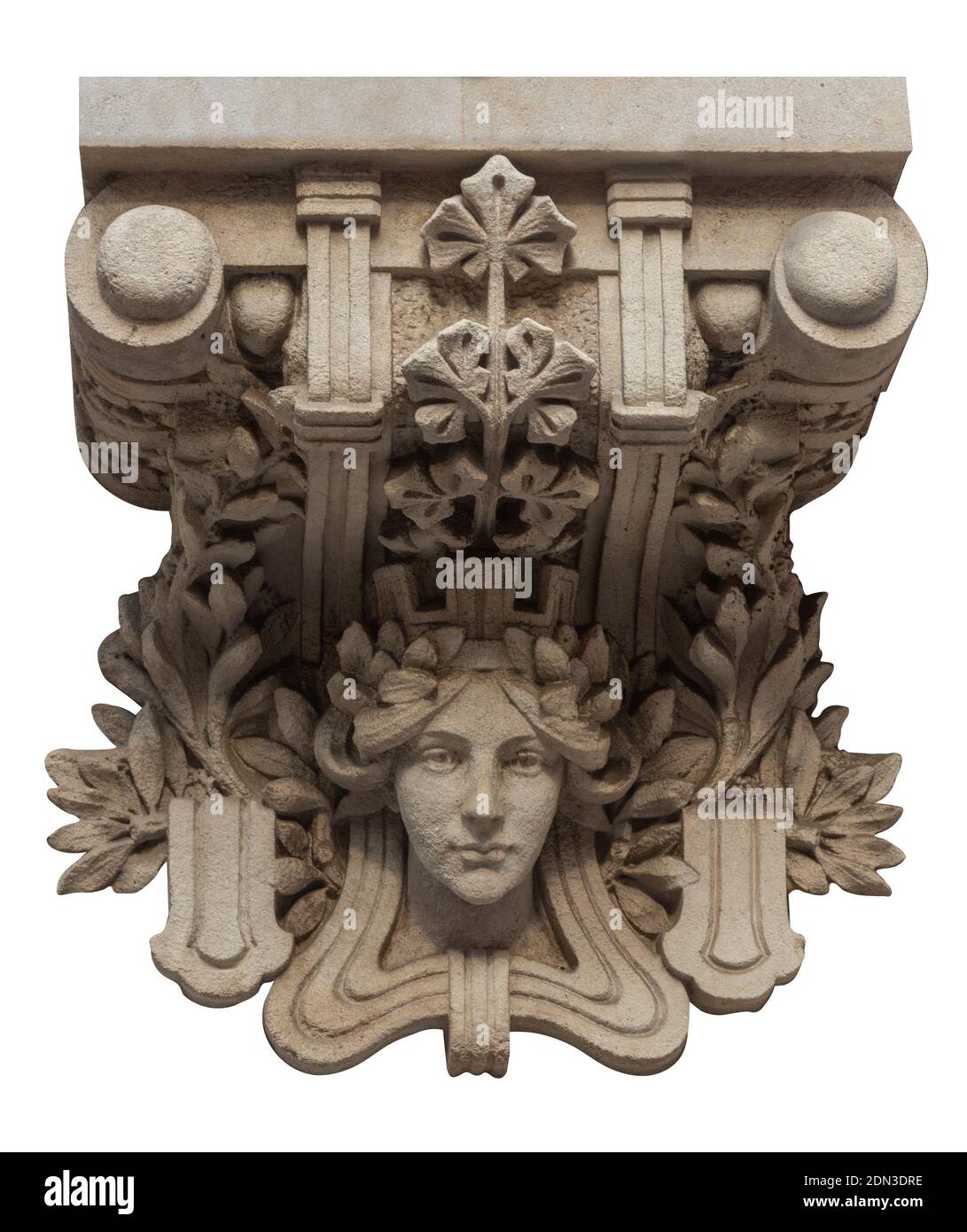 Gypsum sculptures and statues bust head. On the streets in Spain in