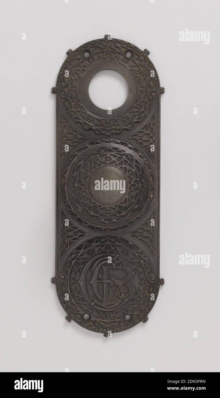 Doorplate, Louis Henry Sullivan, American, 1856–1924, USA, ca. 1895, metalwork, Decorative Arts, Doorplate Stock Photo