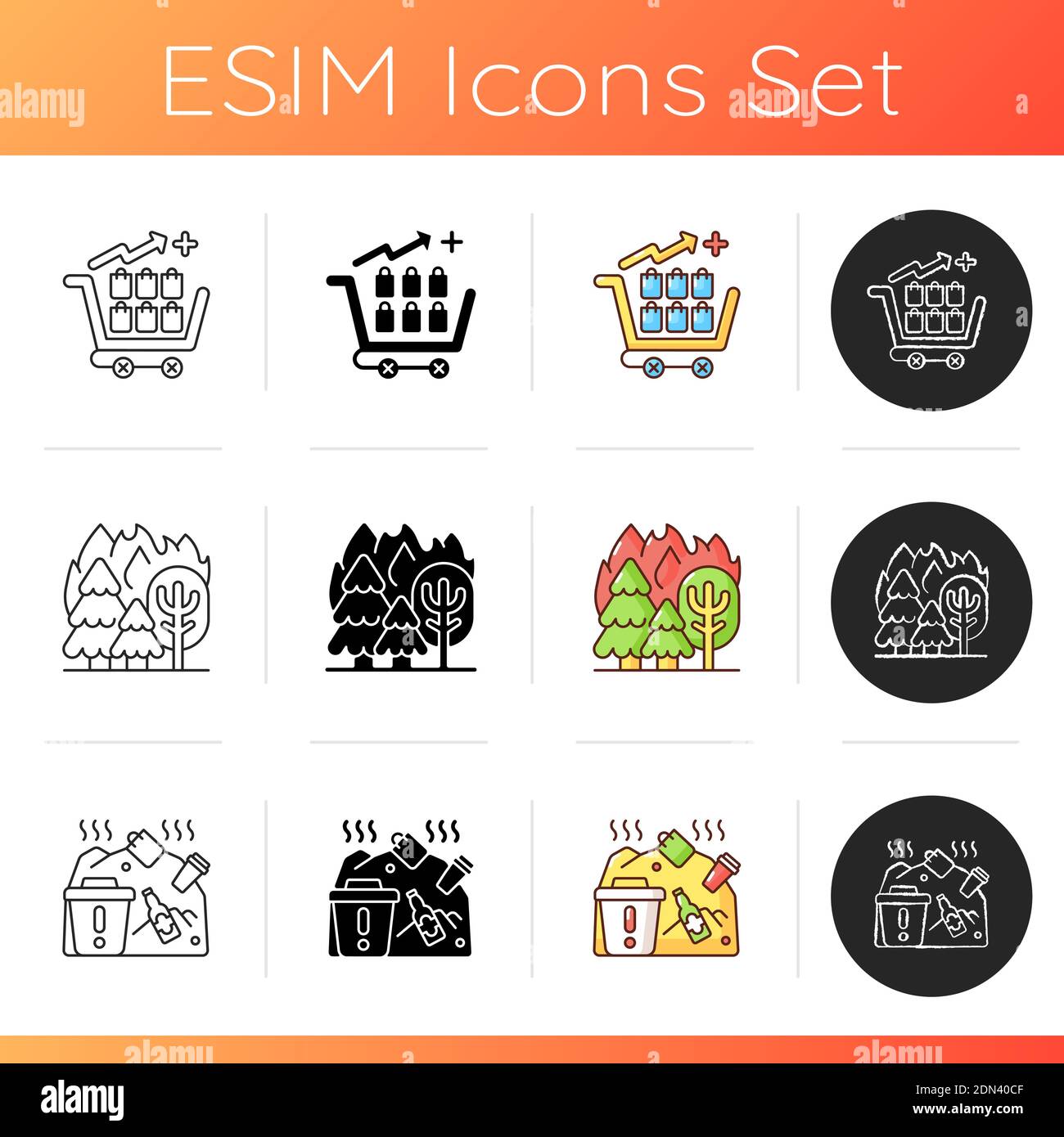 Global warming icons set Stock Vector