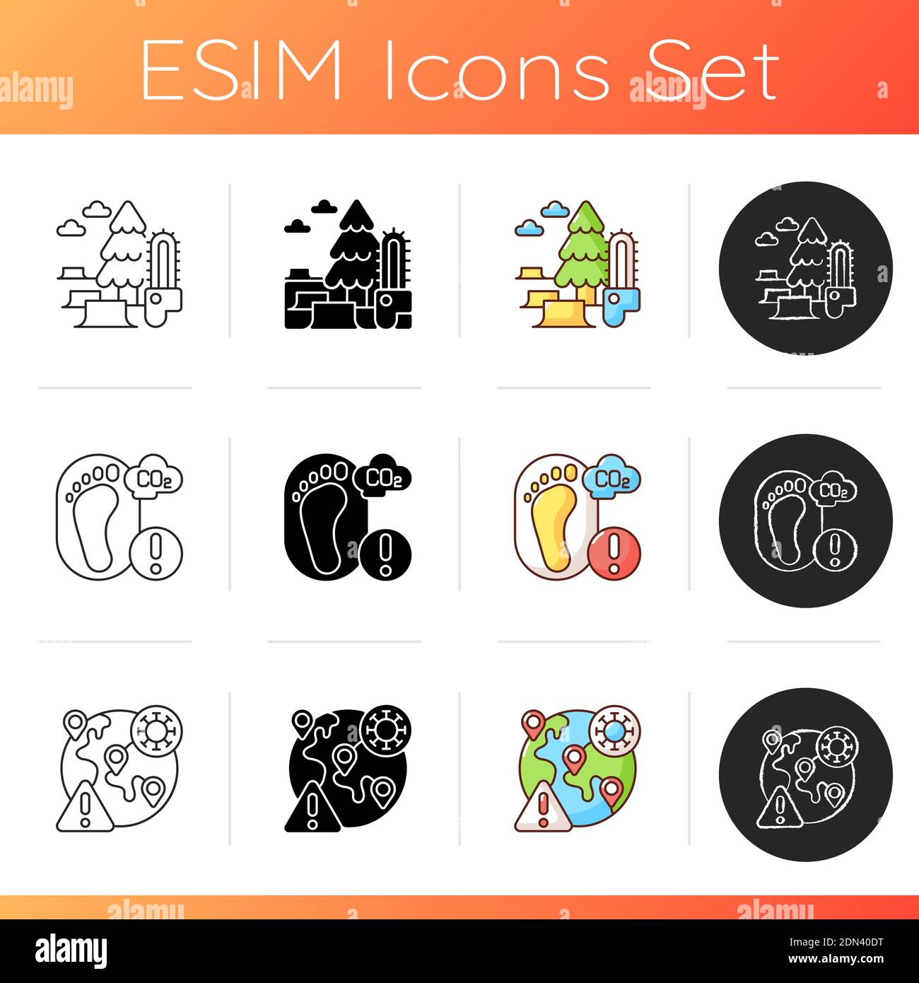 Global warming icons set Stock Vector