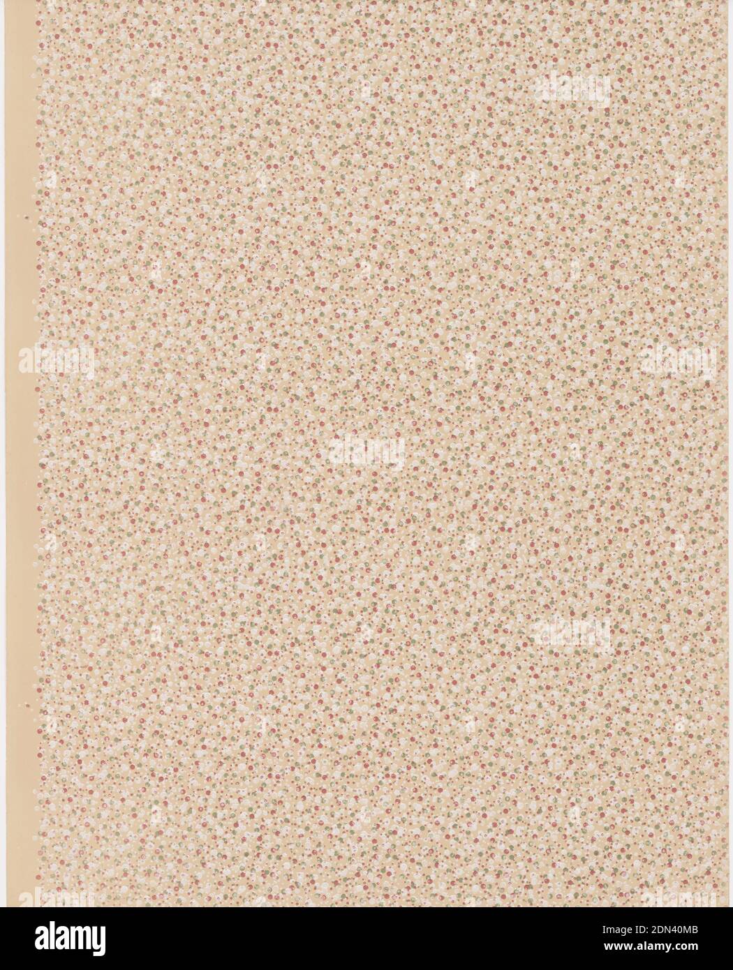 Sidewall, Machine-printed paper, On light brown ground, overlapping dots in red, green, and white., USA, 1905–1915, Wallcoverings, Sidewall Stock Photo