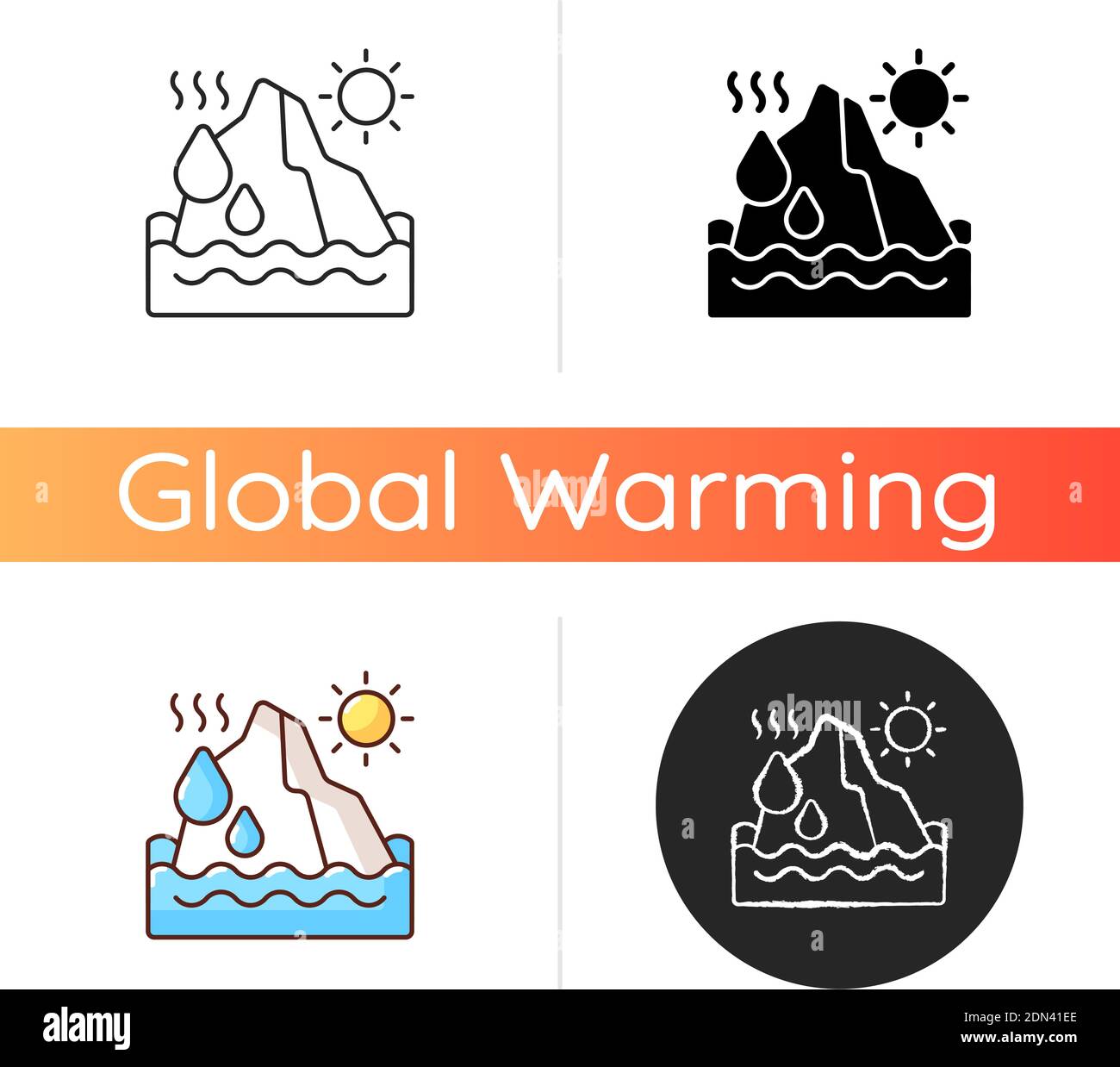 Melting glaciers icon Stock Vector