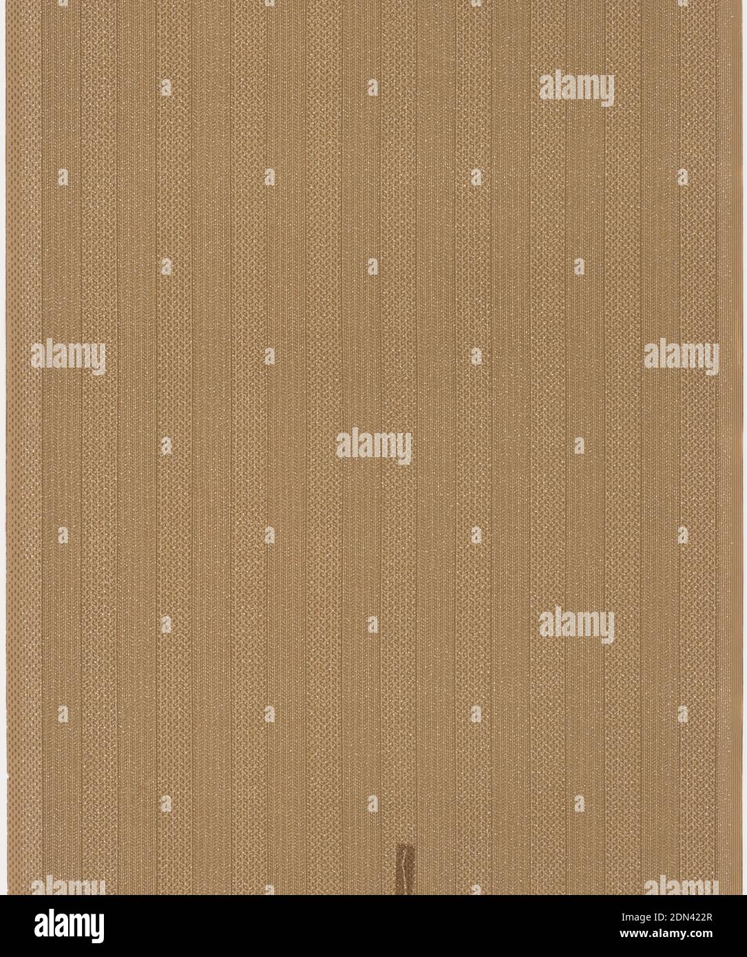 Sidewall, Machine-printed paper, Vertical stripes in shades of brown., USA, 1905–1915, Wallcoverings, Sidewall Stock Photo