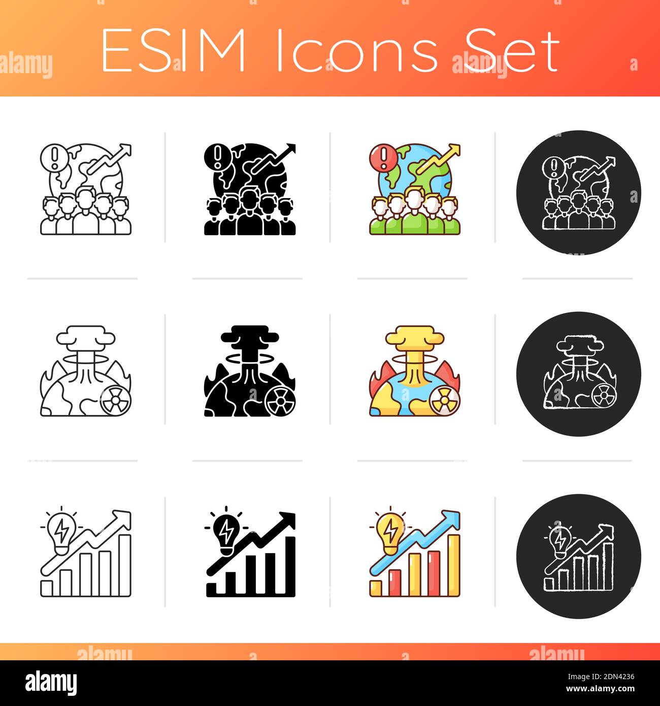 Global warming icons set Stock Vector