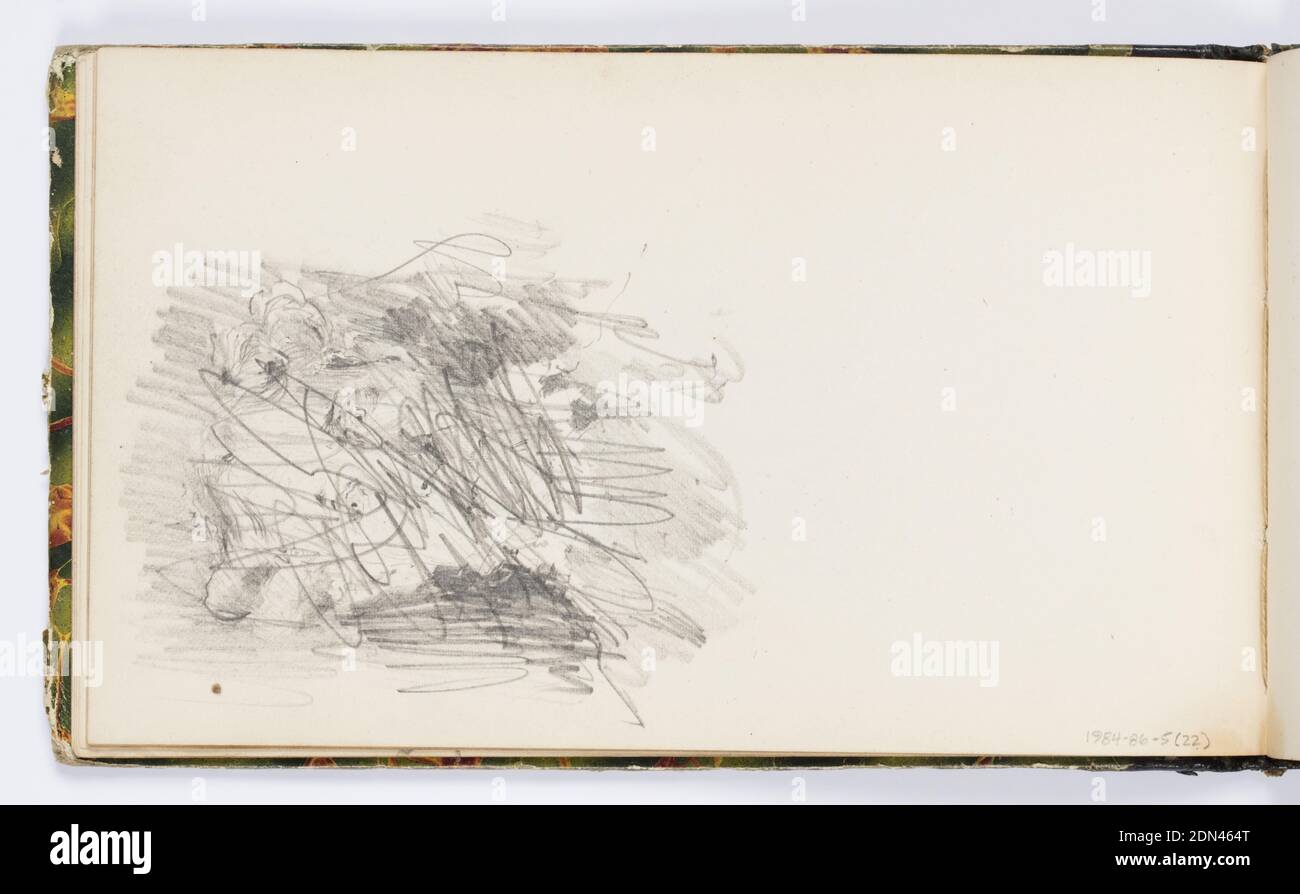 Sketchbook Page, Kenyon Cox, American, 1856–1919, Graphite on paper, Sketch of a man's face, cancelled out., USA, 1875, albums (bound) & books, Sketchbook folio, Sketchbook folio Stock Photo