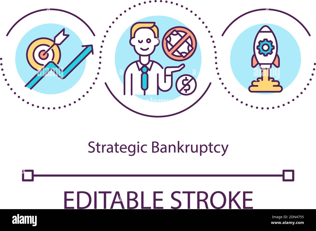 Strategic bankruptcy concept icon Stock Vector